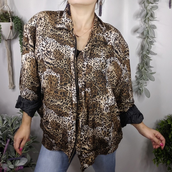 fuda international Jackets & Blazers - FU DA INTERNATIONAL silk leopard bomber jacket 393